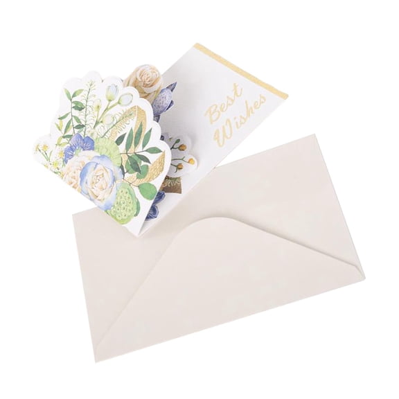 FVDPWYE Creative Flower Greeting Card Congratulation with Envelope Birthday Gift 3D Card Blue