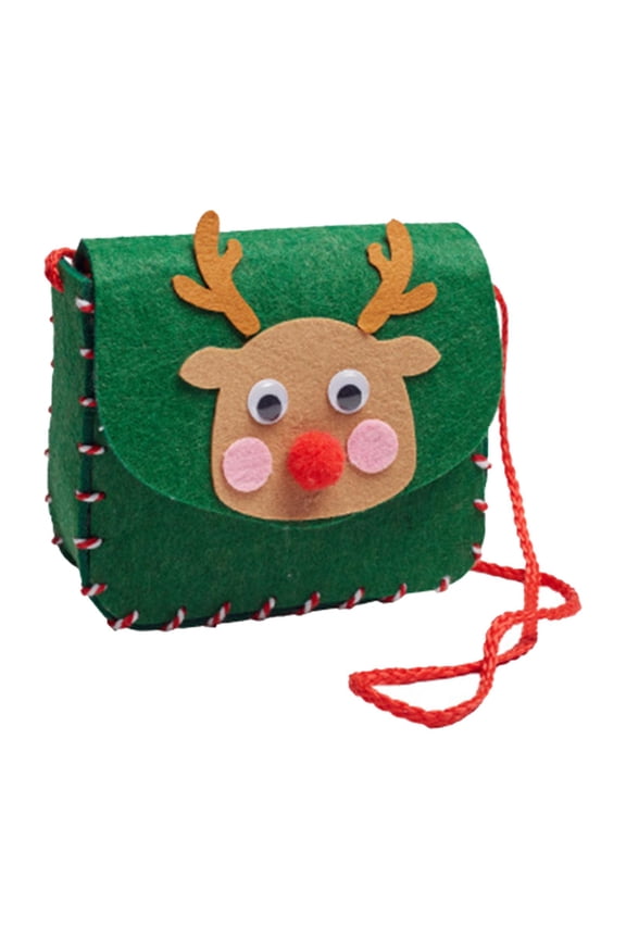 Cute DIY Shoulder Bag Making Materials Crafts Projects Candy Bag Hand Bag Xmas 1 Green Deers