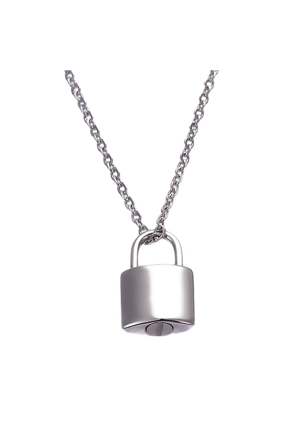 Cute Mini Padlock Cremation Urn Necklace Keepsake Pendant Charm Remembrance Lock Pendant Holder for Ashes Loved Ones Pet Memorial Jewelry Silver