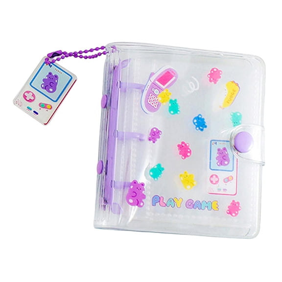 FVDPWYE Cute Mini Photo Album 10 Pockets ID Holder with Pendant Violet
