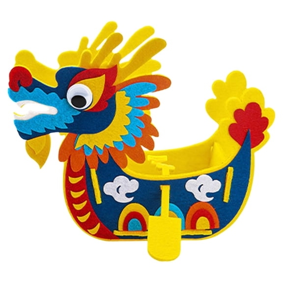 FVDPWYE DIY Craft Kit Dragon Boat Educational Learning Art Handmade Crafts Non Woven for Blue