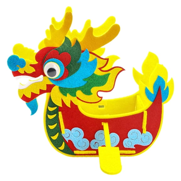 FVDPWYE DIY Craft Kit Dragon Boat Educational Learning Art Handmade Crafts Non Woven for Red