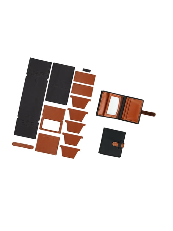 DIY Leather Wallet Set Bag Making Complete Kit Pre Punched for Adults with Holes Black Brown