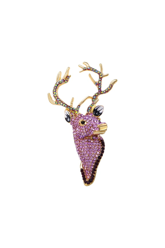 Deer Head Brooch Costume Accessories Rhinestone Animal Brooch Deer Antler Brooch