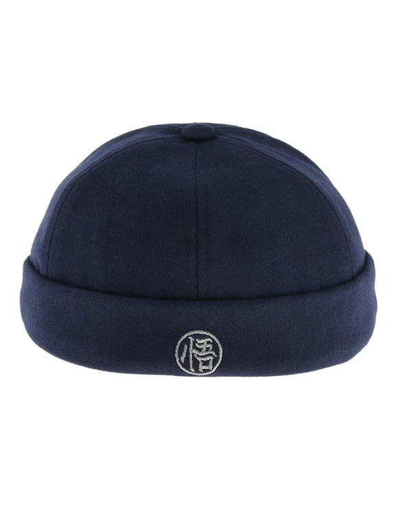 Docker Cap Docker Hat Brimless Made of Wool Felt, Comfortable And Skin-friendly Navy Blue B