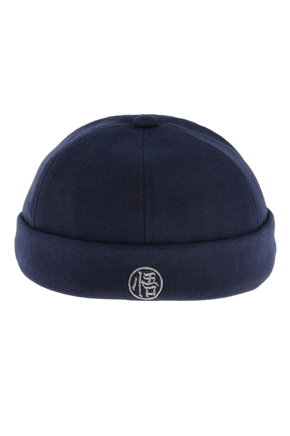Docker Cap Docker Hat Brimless Made of Wool Felt, Comfortable And Skin-friendly Navy Blue B