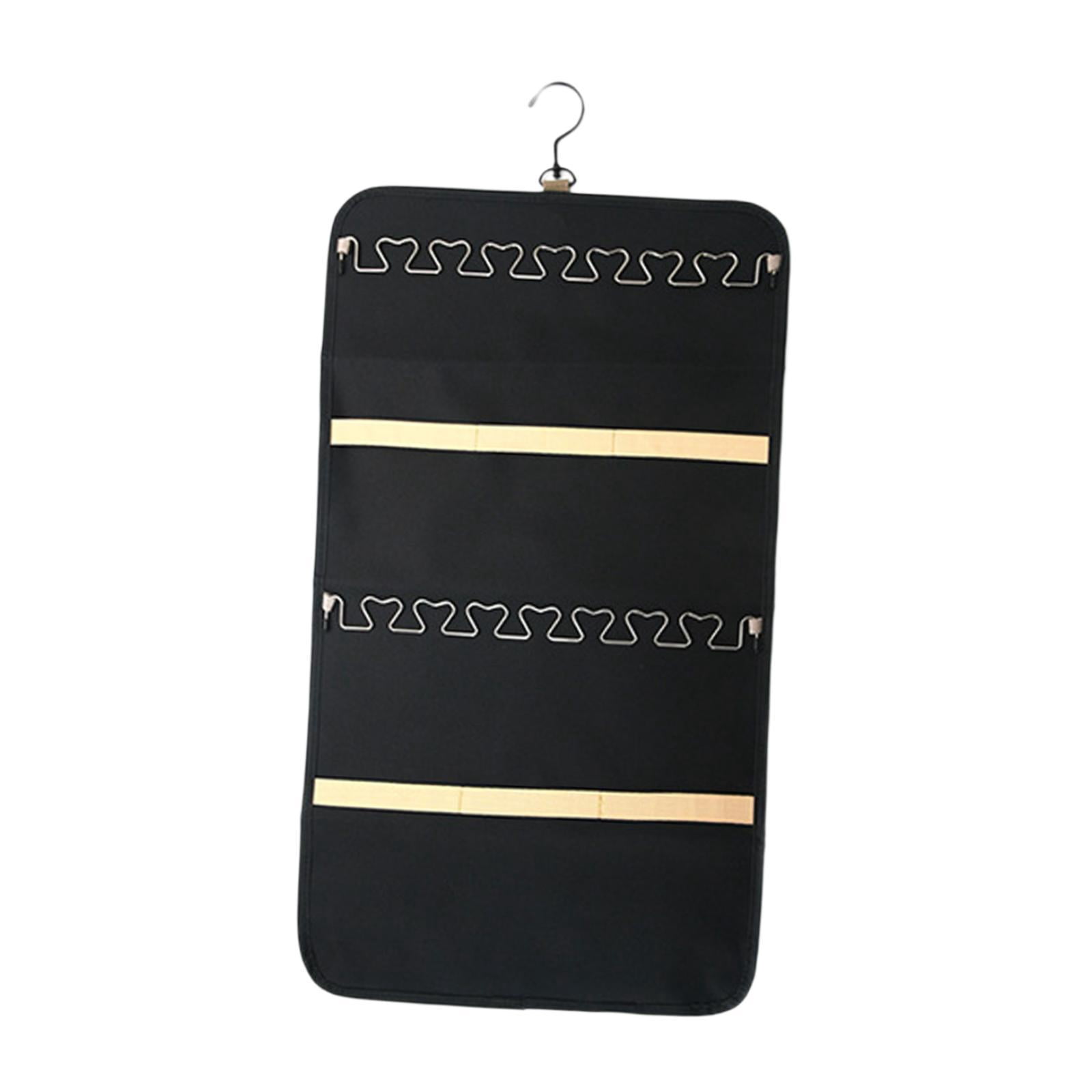 FVDPWYE Double Sided Hanging Jewelry Organizer Jewelry Roll for Earrings Rings Wall Door Black