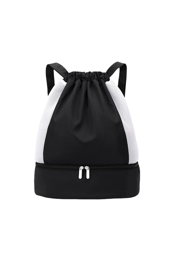 Drawstring Backpack Adjustable Shoulder Strap Sports Backpack Basketball Storage Black
