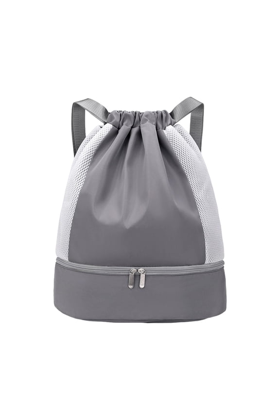 Drawstring Backpack Adjustable Shoulder Strap Sports Backpack Basketball Storage Gray