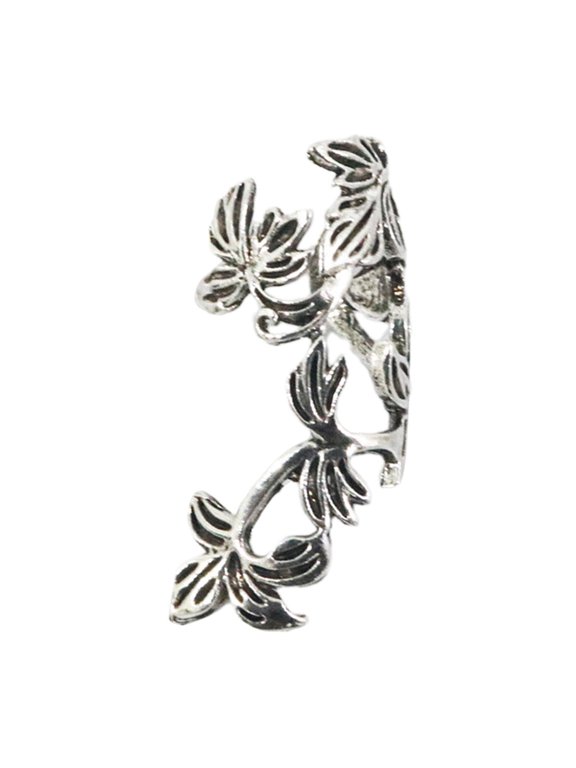 Ear Cuff, Clip on Earring Carved Leaf Hollow Out Design Earcuff Fashion Ear Clip Bronze Silver Left