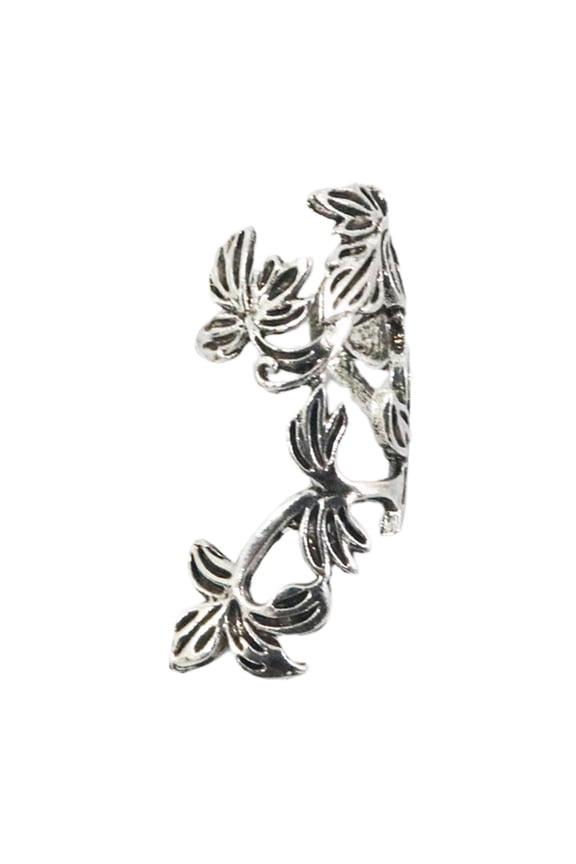 Ear Cuff, Clip on Earring Carved Leaf Hollow Out Design Earcuff Fashion Ear Clip Bronze Silver Left
