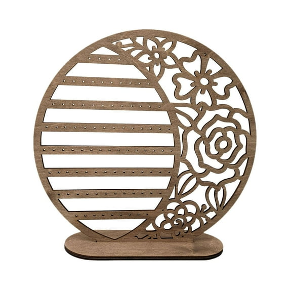 FVDPWYE Earring Holder Organizer, Rustic Design, 5 Tier Jewelry Stand for Women, Hanging Dark Wood Color