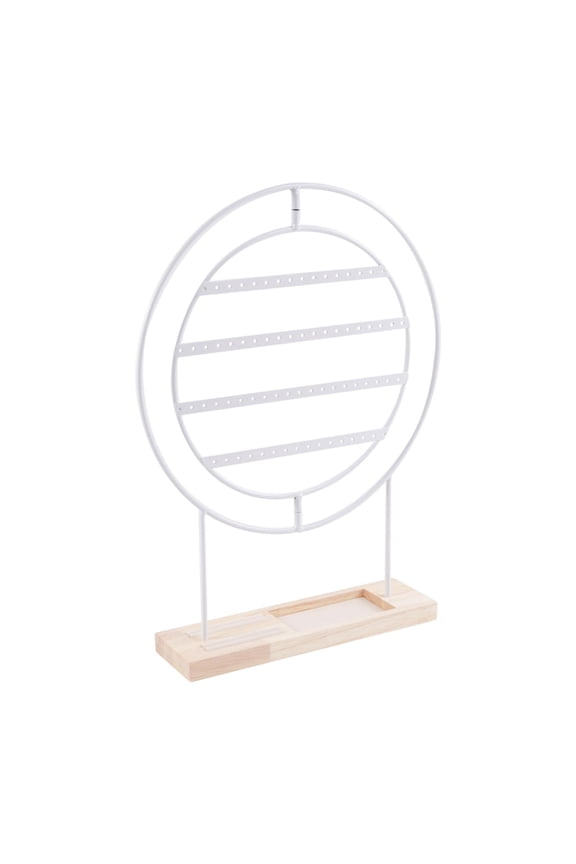 Earrings Organizer Jewelry Organizer 4 Layers Wood Metal Rustic Large Decorative White