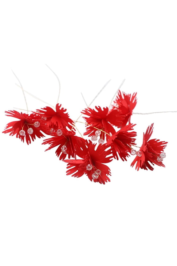 Edelweiss Crystal Headbands Headpiece Women Bridal Hair Comb Bride Pin Clip Red