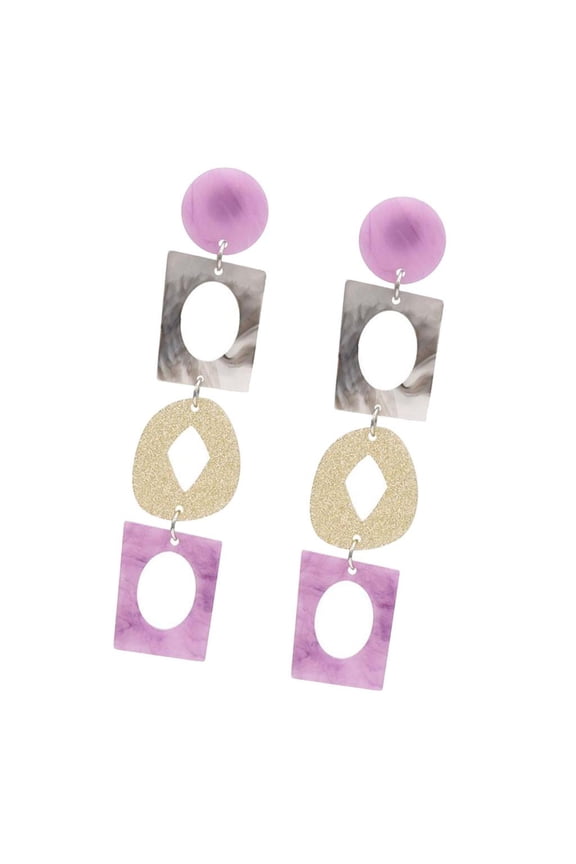 Elegant Acrylic Geometric Long Dangle Earrings Women Statement Jewelry for Purple