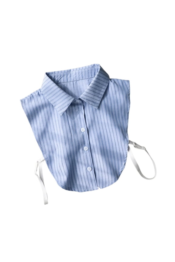 Fake Collar Blue Striped Decor Detachable Dickey Collar for Outfits Uniforms Pointed collar