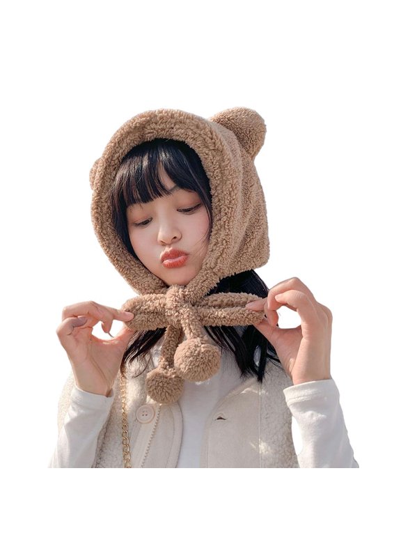 Fashion Bear Ear Hat Funny Ear Protection for Photo Prop Autumn Winter - Khaki