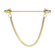FVDPWYE Fashion Collar Bar Pin for Men with Link Chain Formal Cravat Clasps 70mm Golden