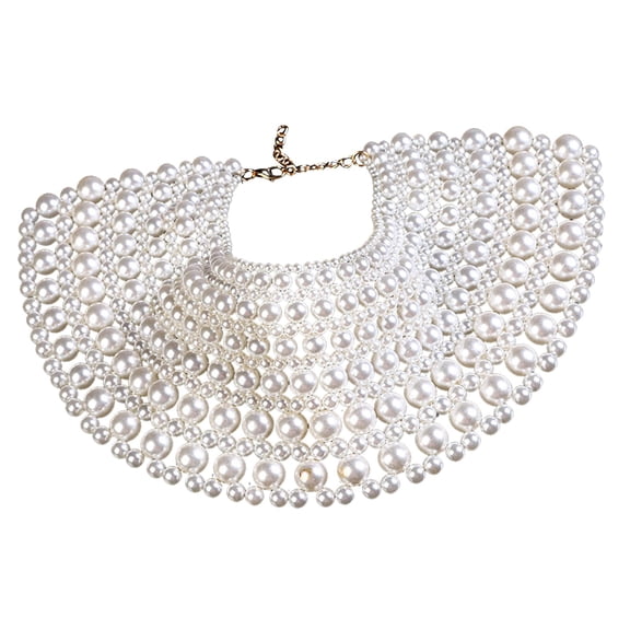 FVDPWYE Fashion Multi Layer Imitation Pearl Necklace Gifts DIY Craft Shawl Multi Strands