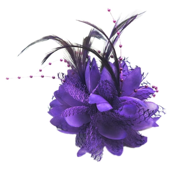 FVDPWYE Feather Decorate Flowers For Groom Corsage Bride Wedding Make Up Sewing DIY purple