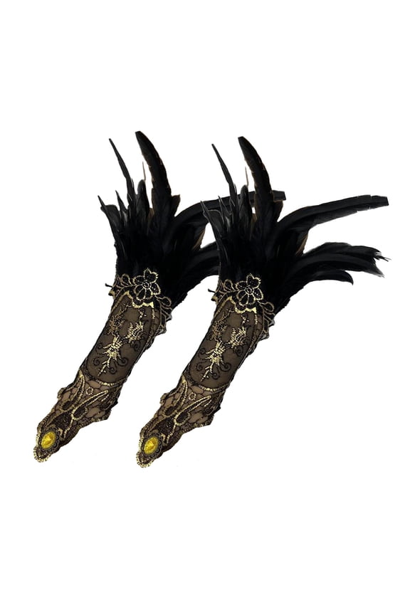 Feather Long Gloves Lady Elbow Length Wrist Cuffs Long Gloves Clubwear Wedding 1