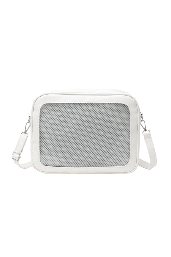 Figure Display Bag Pin Display Multipurpose Clear Window Messenger Bag Crossbody White