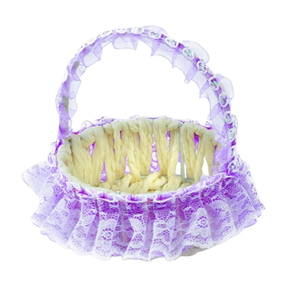 FVDPWYE Flower basket for weddings, woven baskets, portable, beautiful basket for flower Purple