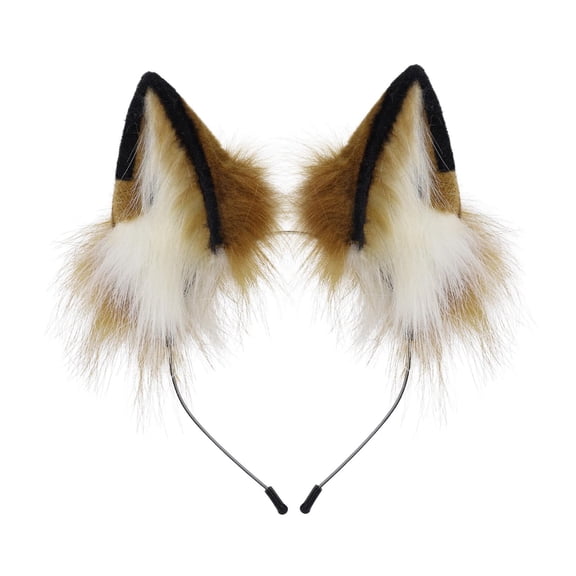 FVDPWYE Fox Ears Headband Animal Ears Hair Band for Masquerade Role Play Performance White Brown