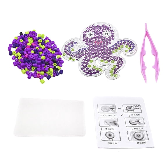 FVDPWYE Fuse Beads 3D Puzzles with 1 Pegboard, 1 Ironing Paper and Tweezer Melting Beads Octopus