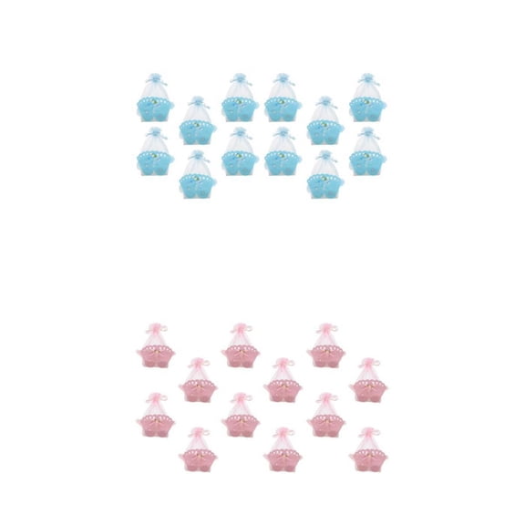 FVDPWYE Gift Box 24 Baby Footprints Gift Box For Baby Girl And Pink + Blue Shower