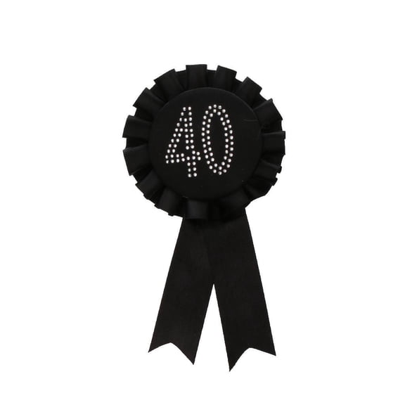 FVDPWYE Glitter 40 Award Ribbon Rosette Badge Brooch Birthday Party Favour Black