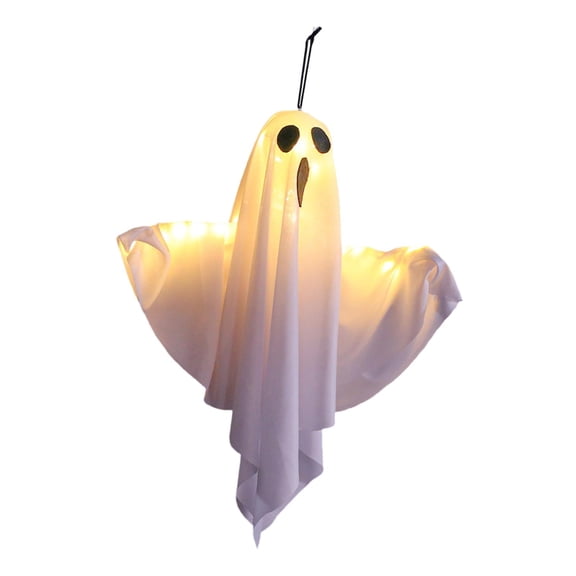 FVDPWYE Glow in The Dark Flying Ghost Decor Supplies, Ghost Halloween Decoration, Light up Ghost Hanging Decoration for Porch, Tree White