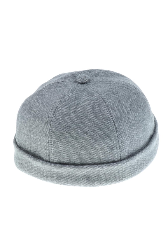 Gray Mechanic Biker Skull Board Beanie Brimless Hook & Loop Docker Hat Grey