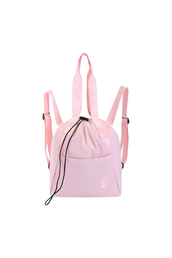 Gym Bag Casual Daypack Sports with Front Pocket Yoga Tap Drawstring Backpack Pink