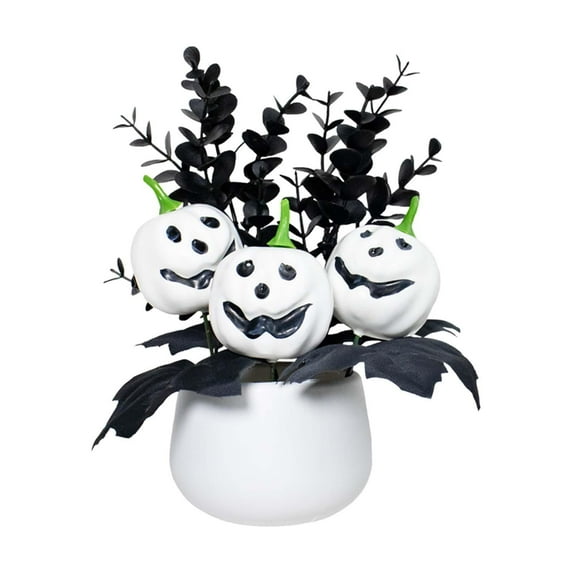 FVDPWYE Halloween Pumpkin Centerpiece, Artificial Potted Plant, Halloween Decoration for White