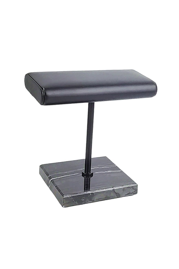 Handcrafted Leather & Marble Watch Display Stand, Sturdy and Stable Marble Base, black rod