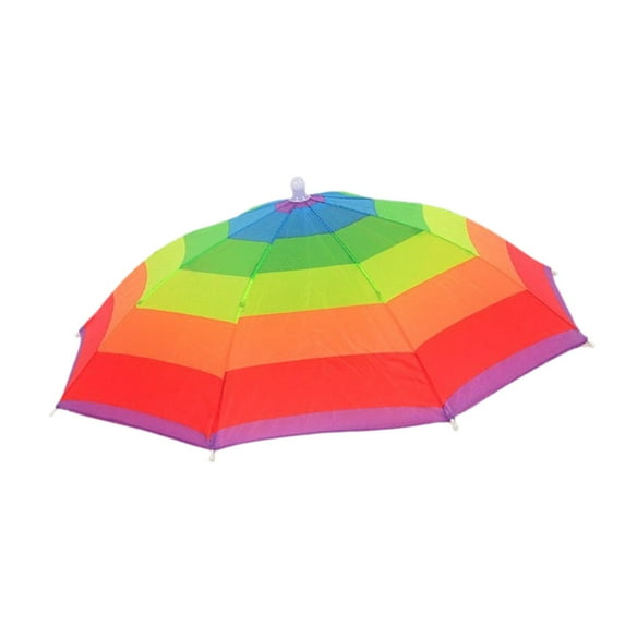 FVDPWYE Hands Free Umbrella Hat 52cm Diameter Foldable for Golf Backpacking Gift Walking Rainbow