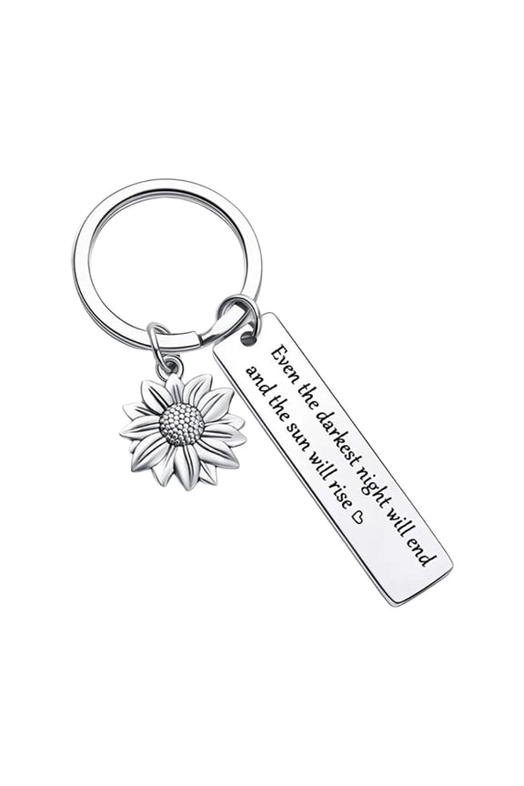 Inspirational Quote Keychain Keyrings Jewelry with Sunflower Charm Key Rings for
