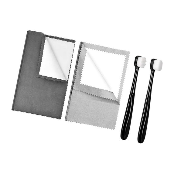 FVDPWYE Jewellery Cleaner Kit Multifunctional Keeps Shining Lightweight Professional with 2 Brush Double Sided Use for Rings Bracelet Light Gray Dark Gray