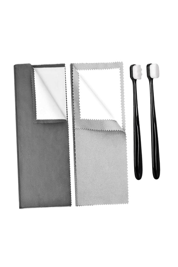 Jewelry Cleaning Cloth Double Sided Use Reusable Multifunctional with 2 Brush Jewellery Cleaner Kit for Gold Diamond Bracelet