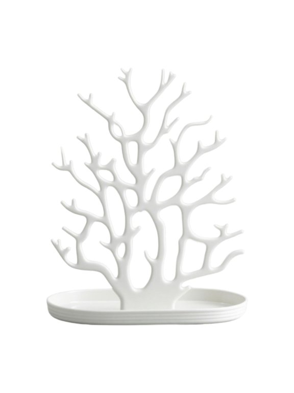 Jewelry Display Stand Ornament Elegant Tree Tower Rack for Necklace Earrings White