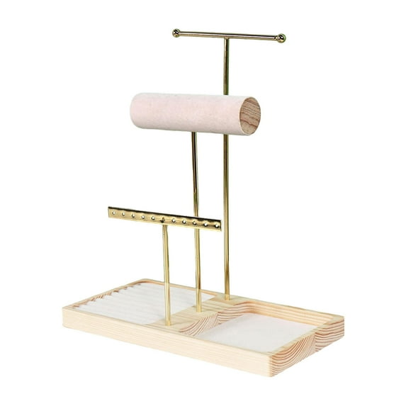 FVDPWYE Jewelry Stand Organizer Bracelet Holder Accessory Hanger with Tray Display Rack Gold