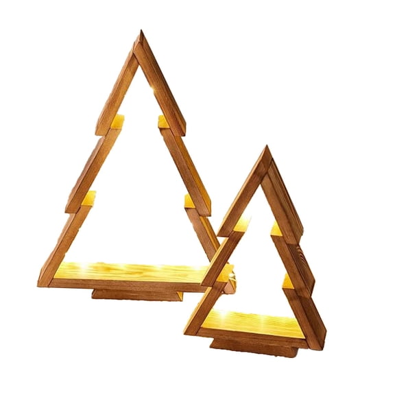 FVDPWYE LED Lights Wooden Christmas Tree Table Decor Craft for Fireplace Xmas Indoor