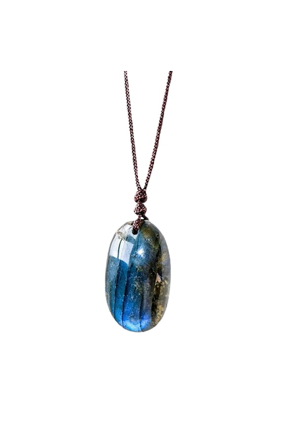 Labradorite Necklace Craftsmanship Oval Fashion Stone Pendant Charm Necklace for