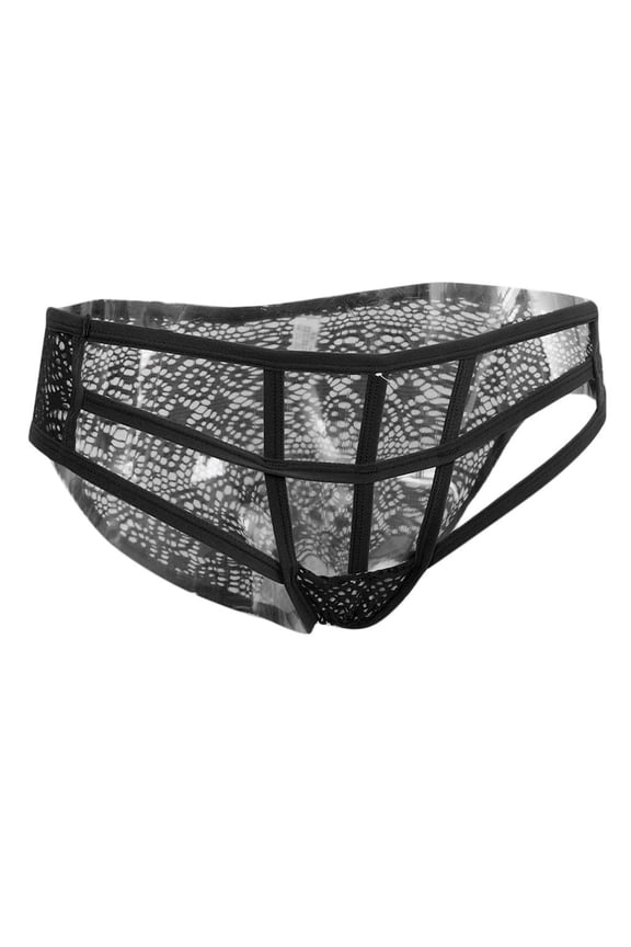 Ladies Hollow Intimates Transparent Knickers Low Waist Panties Underpants Black