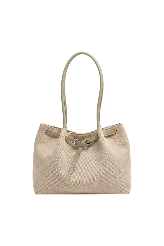 Large Capacity Tote Bag Comfortable Satchel Purse for Party Street Commuting Khaki Handle