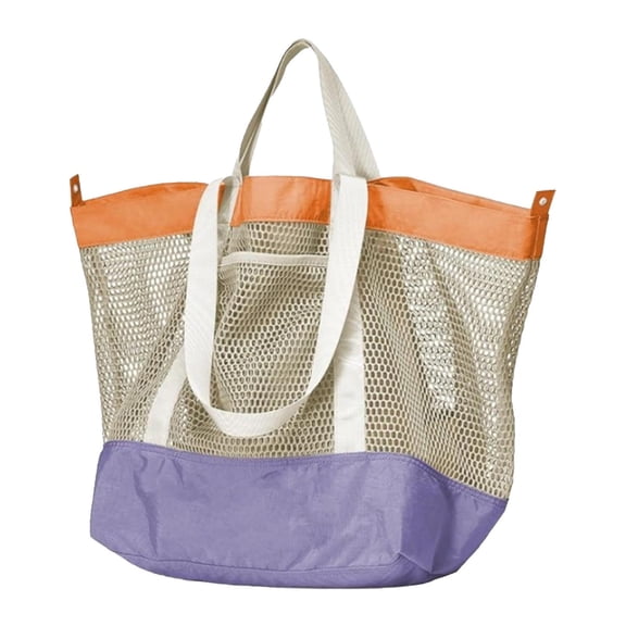 FVDPWYE Large Mesh Beach Bag, Beach Tote, Lightweight Portable Shoulder Bag, Handbag for Purple