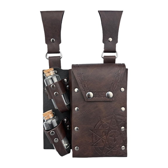 FVDPWYE Medieval Belt Pouch Casual Waist Pouch Side Pack PU Leather Belt Bag for Cosplay