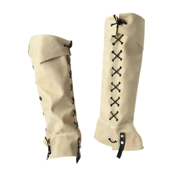 FVDPWYE Medieval Pirate Boot Covers Leg Gaiters for Themed Parties Stage Performance Beige