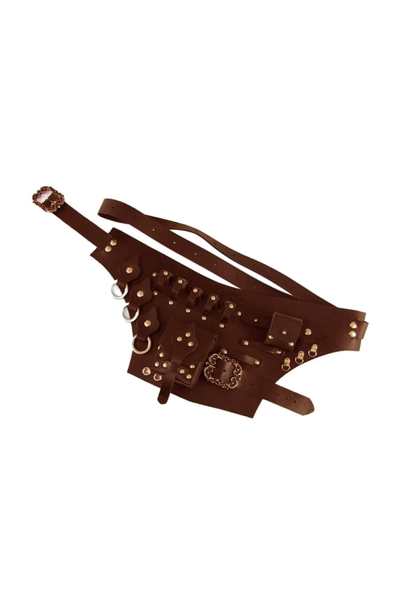 Medieval Potion Bottle Holder Steampunk Costume Portable Retro Waist Bag Cosplay Brown